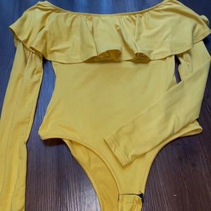 Ruffle off the shoulder bodysuit